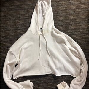 White Cropped Hoodie